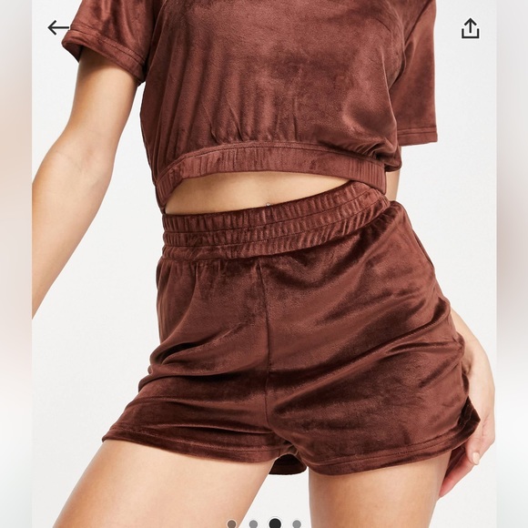NWT ASOS Threadbare lounge velour short set in brown (price is firm) - Picture 11 of 12